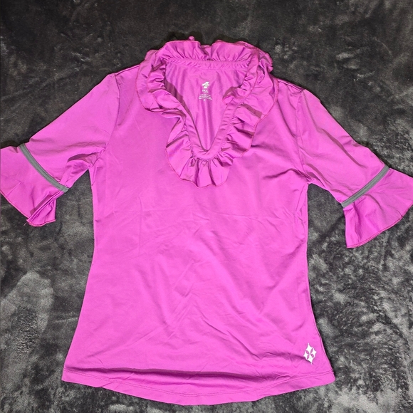Jofit Tops - Jofit Magenta Ruffle Trim Country Club Top